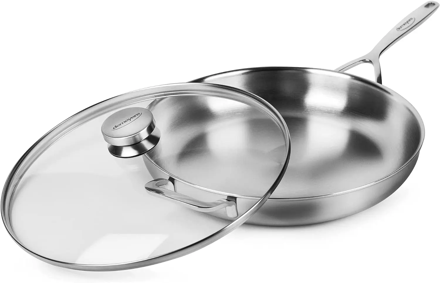 

5-Plus 12.5" Fry Pan Skillet with Glass Lid - 5-Ply Stainless Steel