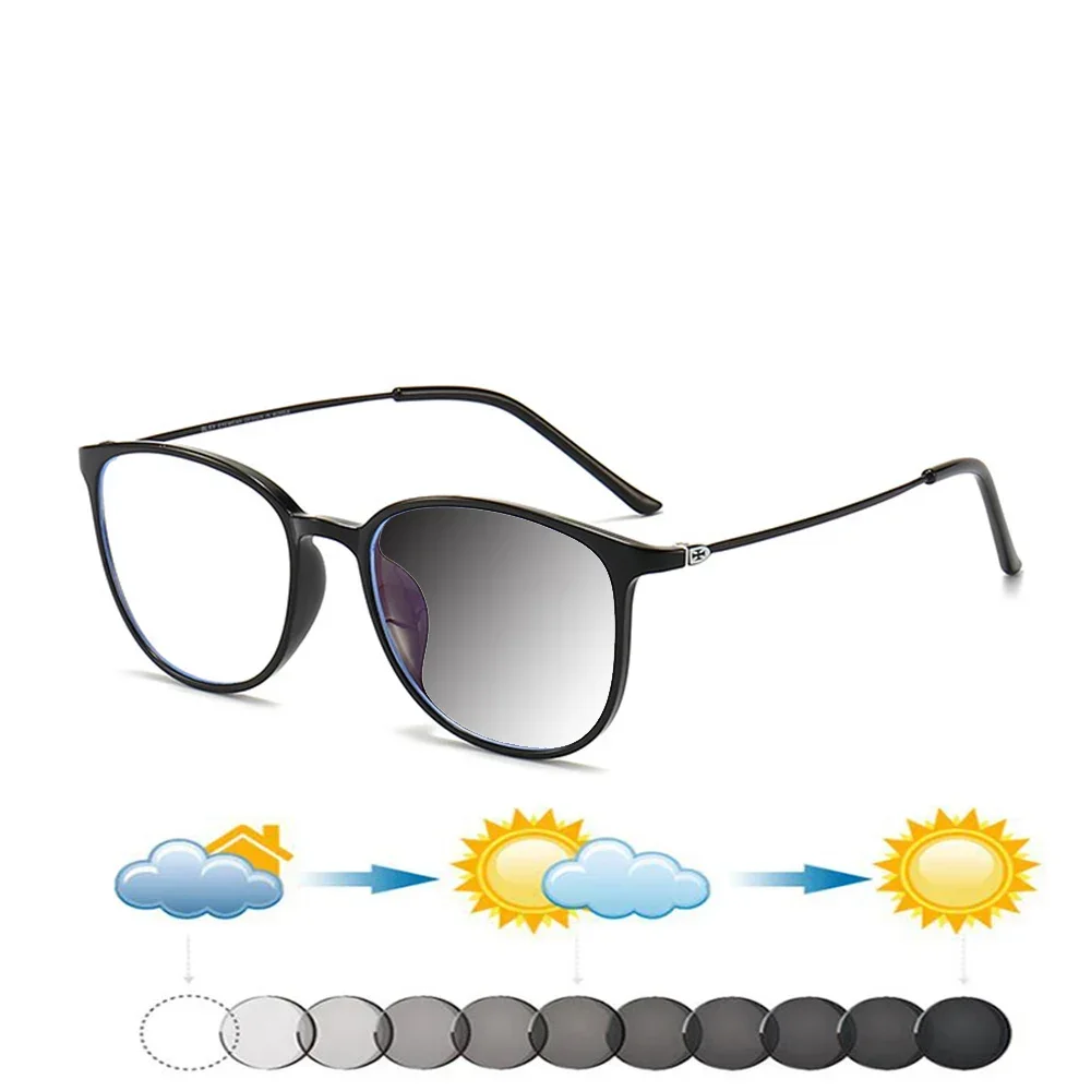 Clara Vida Fashion Round Frame Ultra-light Fashion Oversized Comfortable Photochromic Reading Glasses +0.75 To +4