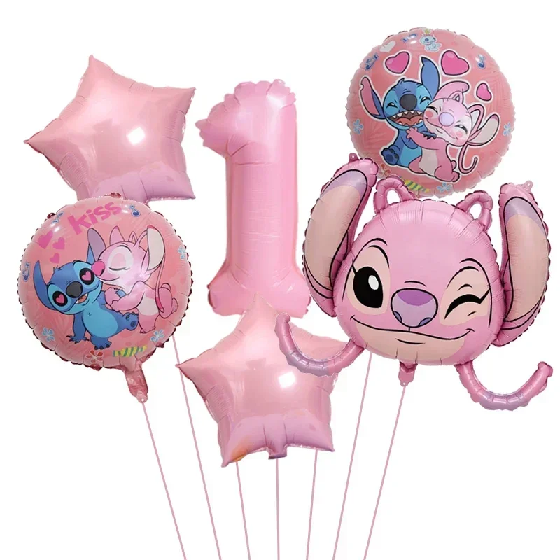Party Balloons 1 Set Disney Lilo&Stitch Theme Party Balloon Cute Stitch Aluminum Foil Balloon Set For Boys and Girls Birthday Decoration Toys
