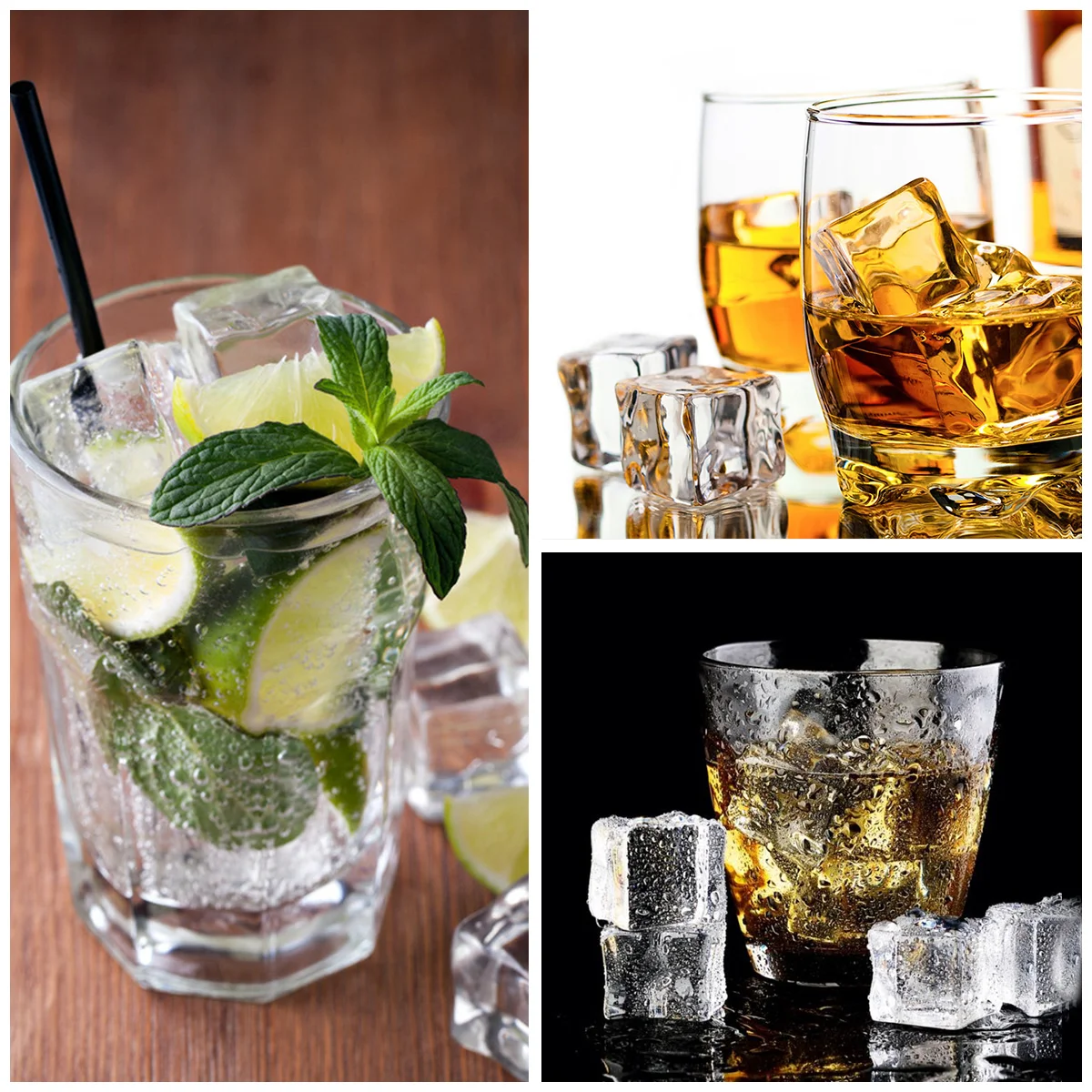 50Pcs 20mm Cube Square Shape Glass Luster Ice Cubes Fake Artificial Acrylic for Whiskey