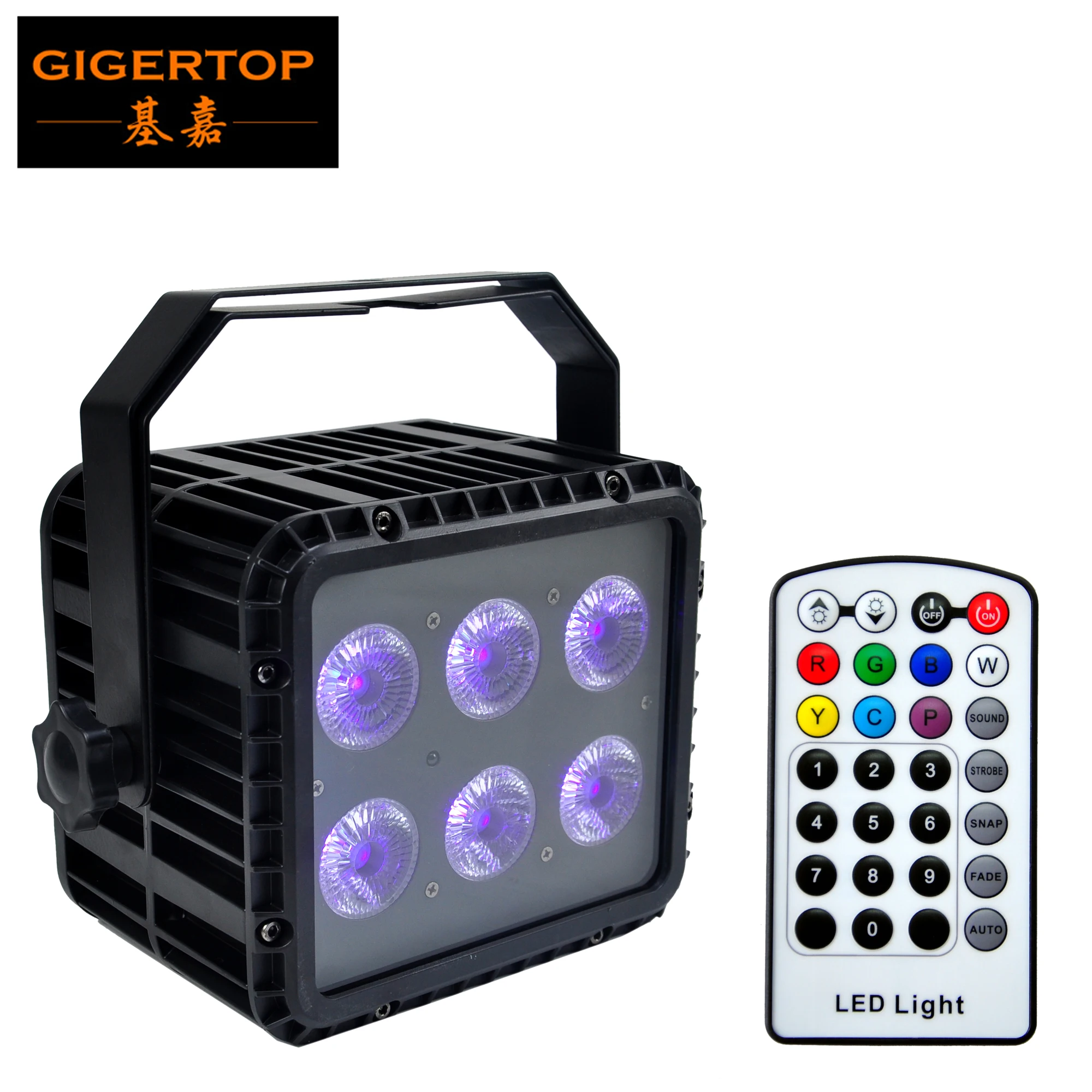 

TIPTOP 6 x 18W RGBWAP 6IN1 Color Led Par Light Battery Powered 2.4G Wireless Waterproof Casting Aluminum Cover IP65 OLED Display