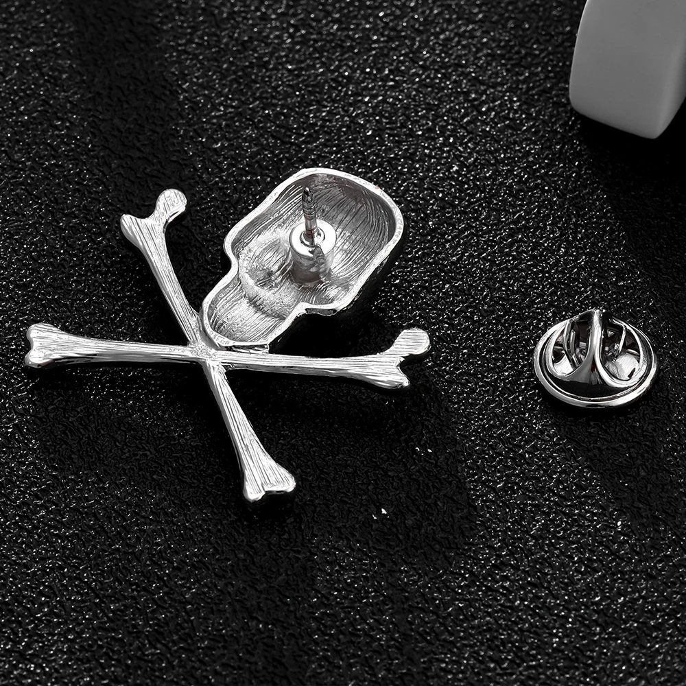 Gothic Dark Style Skull Enamel Brooch Punk Skeleton Design Pin Lapel Accessories Jewelry Badge