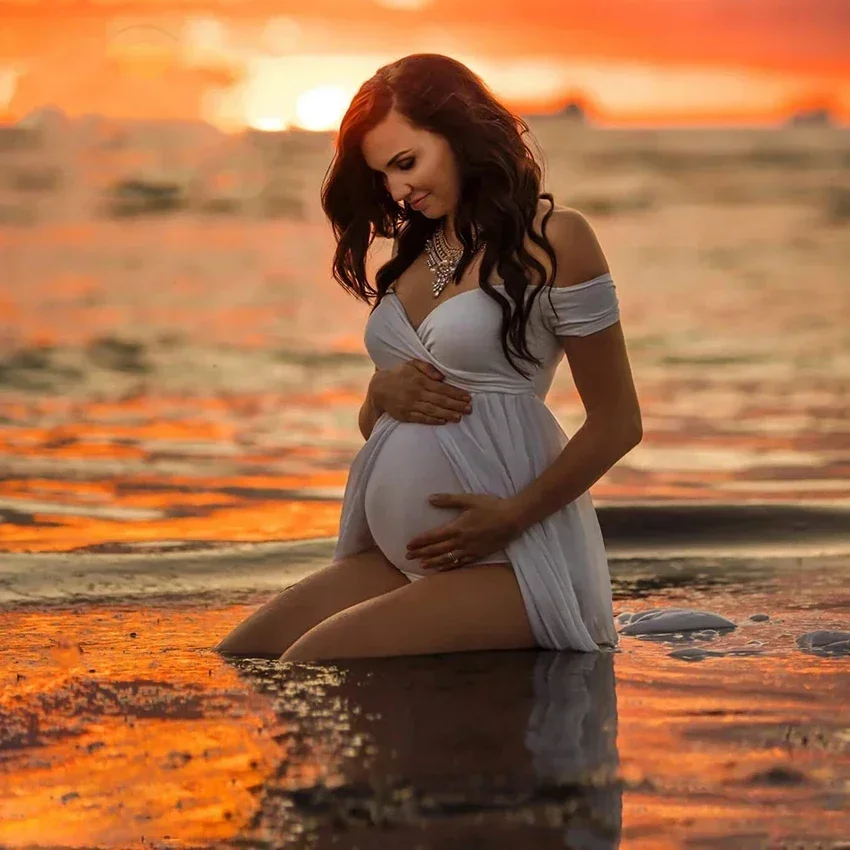

Белые шифоновые платья для беременных для фотосъемки Сексуальное Платье макси с разрезом спереди для беременных женщин длинное платье для беременных реквизит для фотосъемки