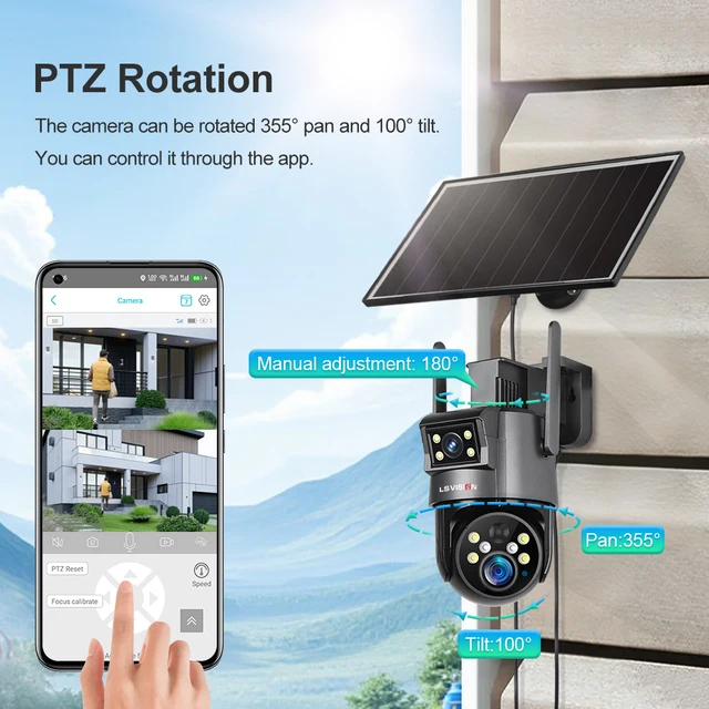Ubox Camera 8MP 4G Solar Camera Outdoor 20X Zoom 4G/WiFi Security Camera PIR Detection Auto Tracking PTZ Surveillance Cameras 6