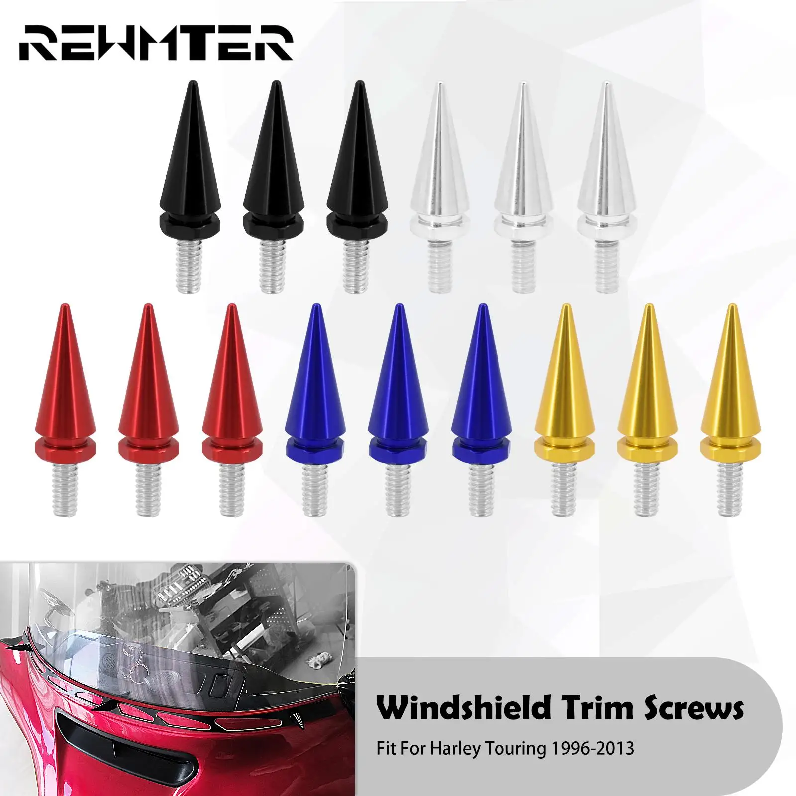 Chrome Windshield Spike Bolts Replacement Windshield Spike Bolts For Harley Road Glide 2015-2024 - Chrome Fairing Screws Replacement Windshield Trim