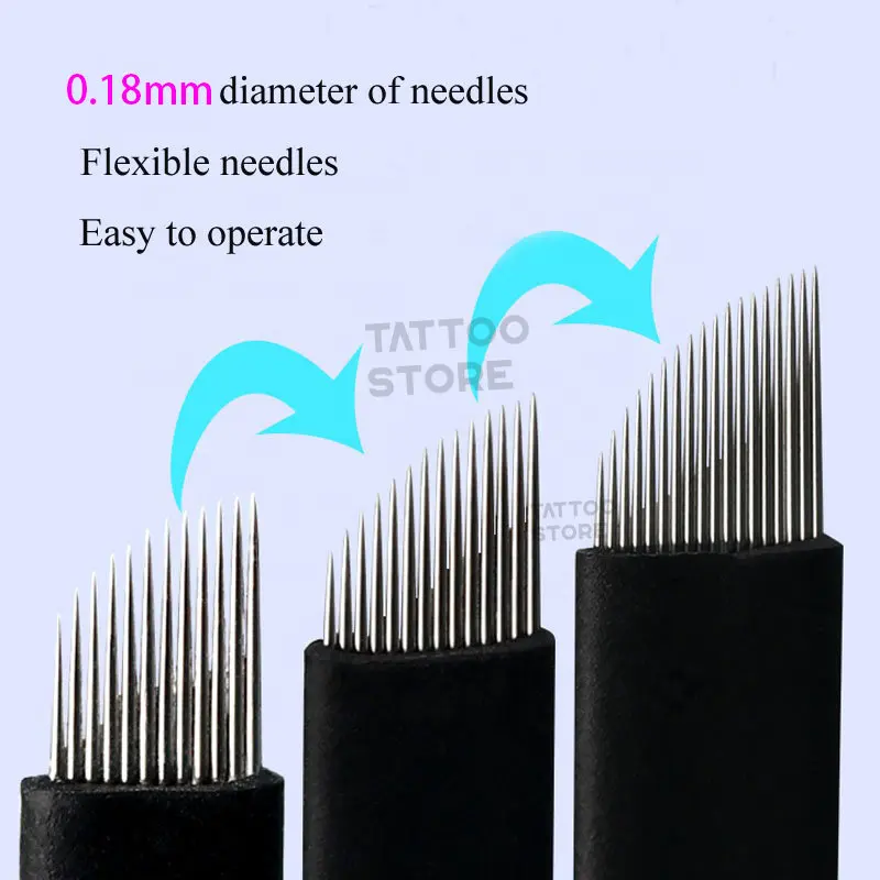 

100pcs Microblading Tebori Blades Needles Tattoo Needles Semi-Permanent Makeup Needle Lamina 7 9 12 14 17 21 Manual Eyebrow Pen