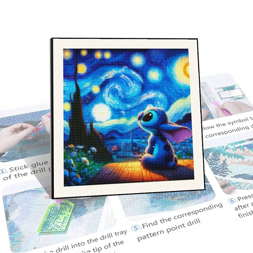Diamond Painting DIY Craft Kit for Disney Cartoon Stitch & Van Gogh Starry Night