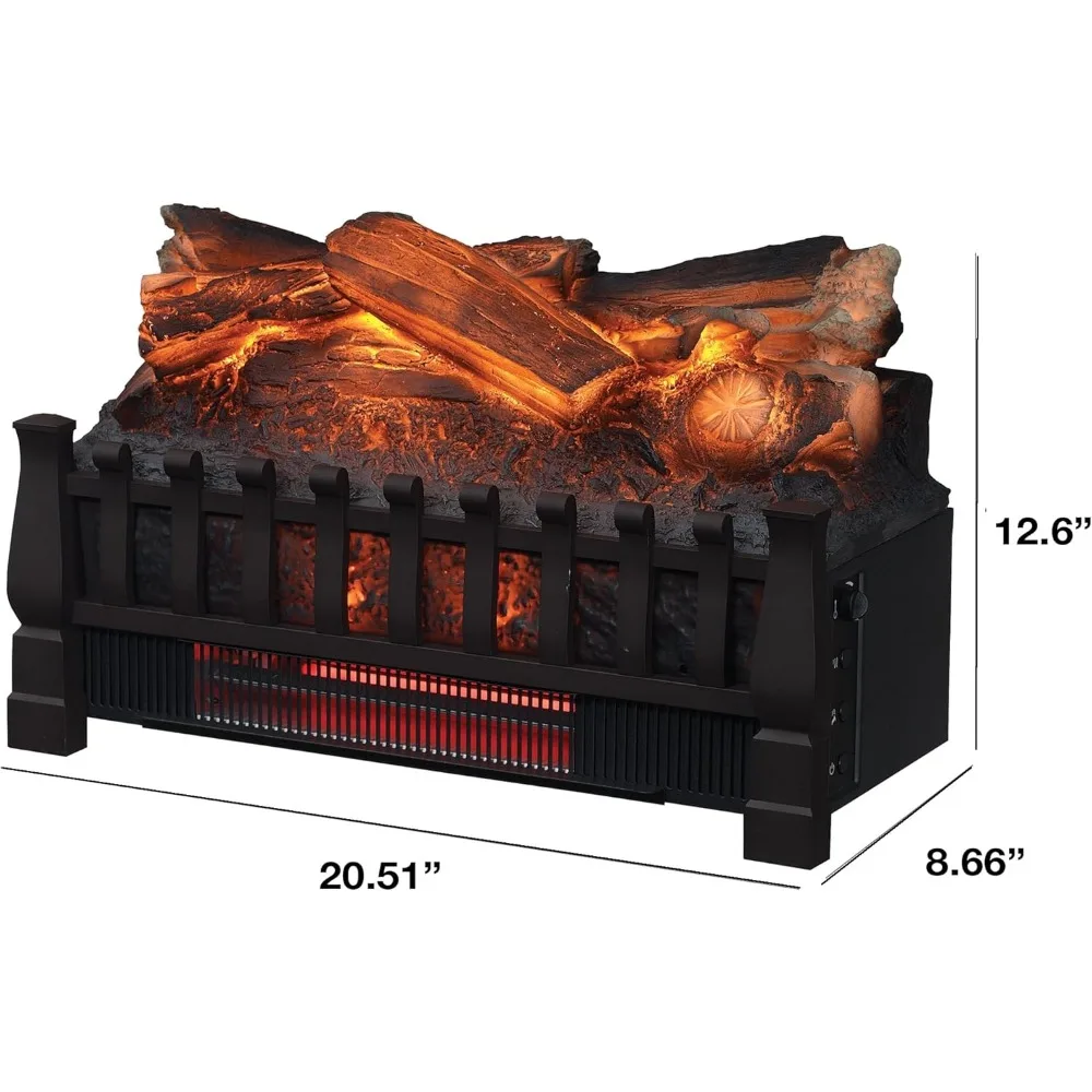 Electric Log Set 1,000 Sq Ft Heater, Faux Logs Insert with Infrared Flames for Existing Fireplaces, Remote Control Included 3