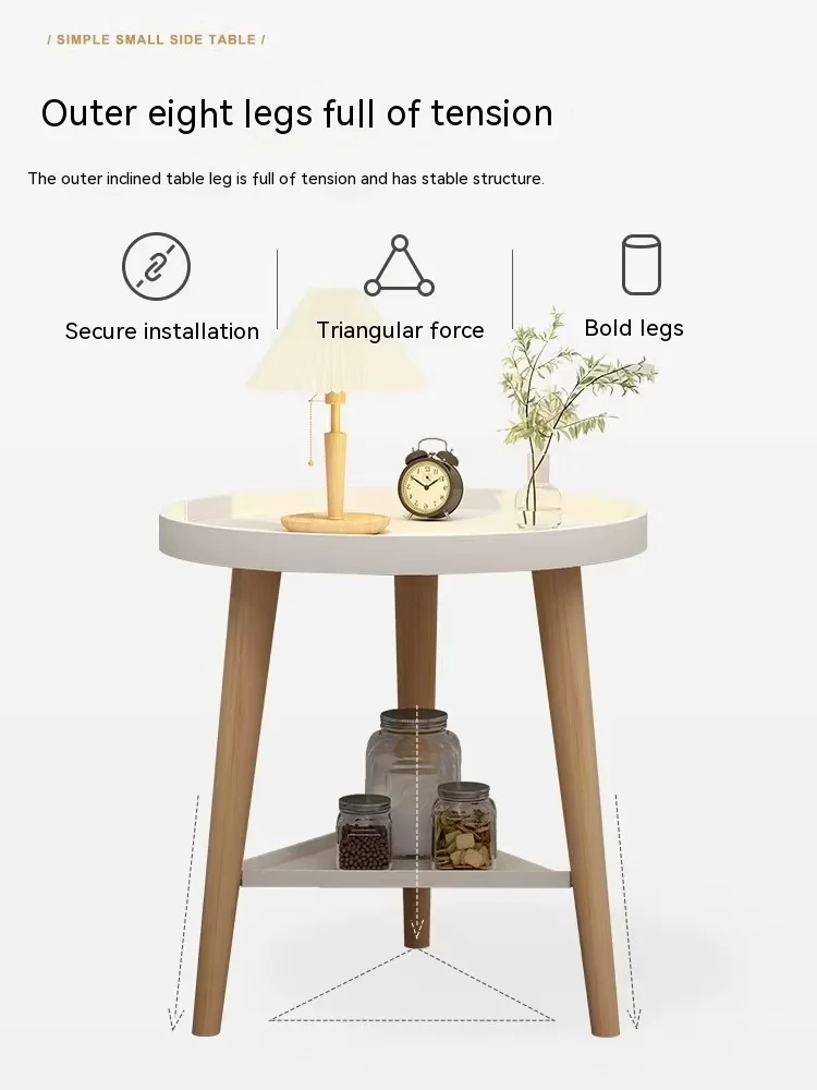 Round End Table Mental Side Table Nightstand/Small Wood Tables Accent Coffee for Living Room Bedroom Office Small Space