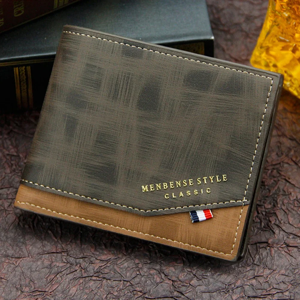 Coin Pocket Photo Card Holder Small Male Wallet leather wallet Frosted Leather