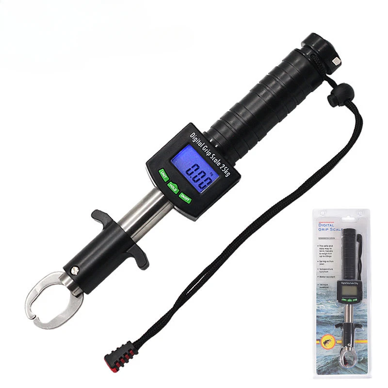 Led Electronic Digital Fishing Lip Grabber Fish Clip Holder Tackle Grip Gripper Pliers Tool with Scale 25KG Ruler Waterproof