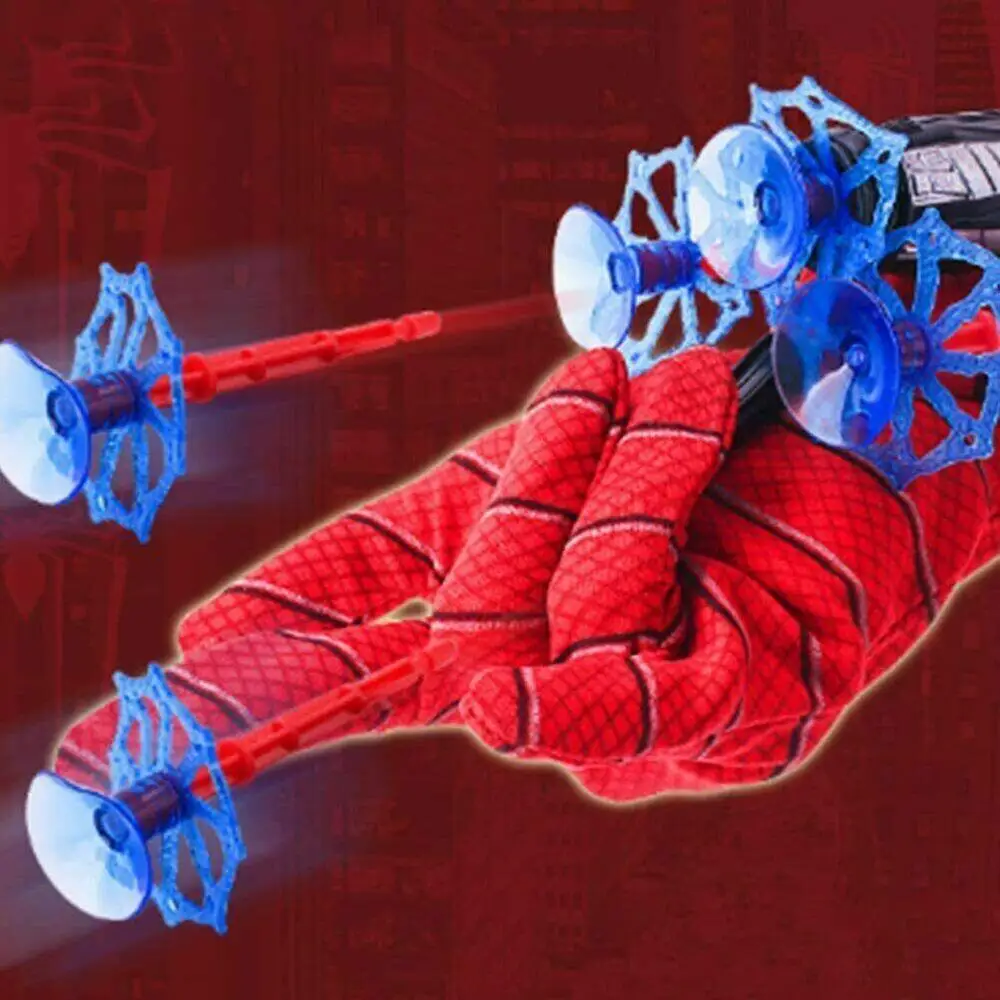Anime Cosplay Props Superhero Cosplay Props Superhero Cosplay Gloves Spider Silk Launcher Hero Silk Glove Spiderman Cosplay Children's Toy Gift Spider-Man Web Shooter Dart Blaster Wrist Launcher