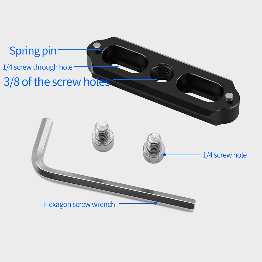Schnellspanner-Sicherheitsschienen-Rig für NATO-Schiene 48 mm 63 mm für Anti-Off-Griff oben, Klemmschieber-Adapter, DSLR-Kamerakäfigverlängerung – Detail 20