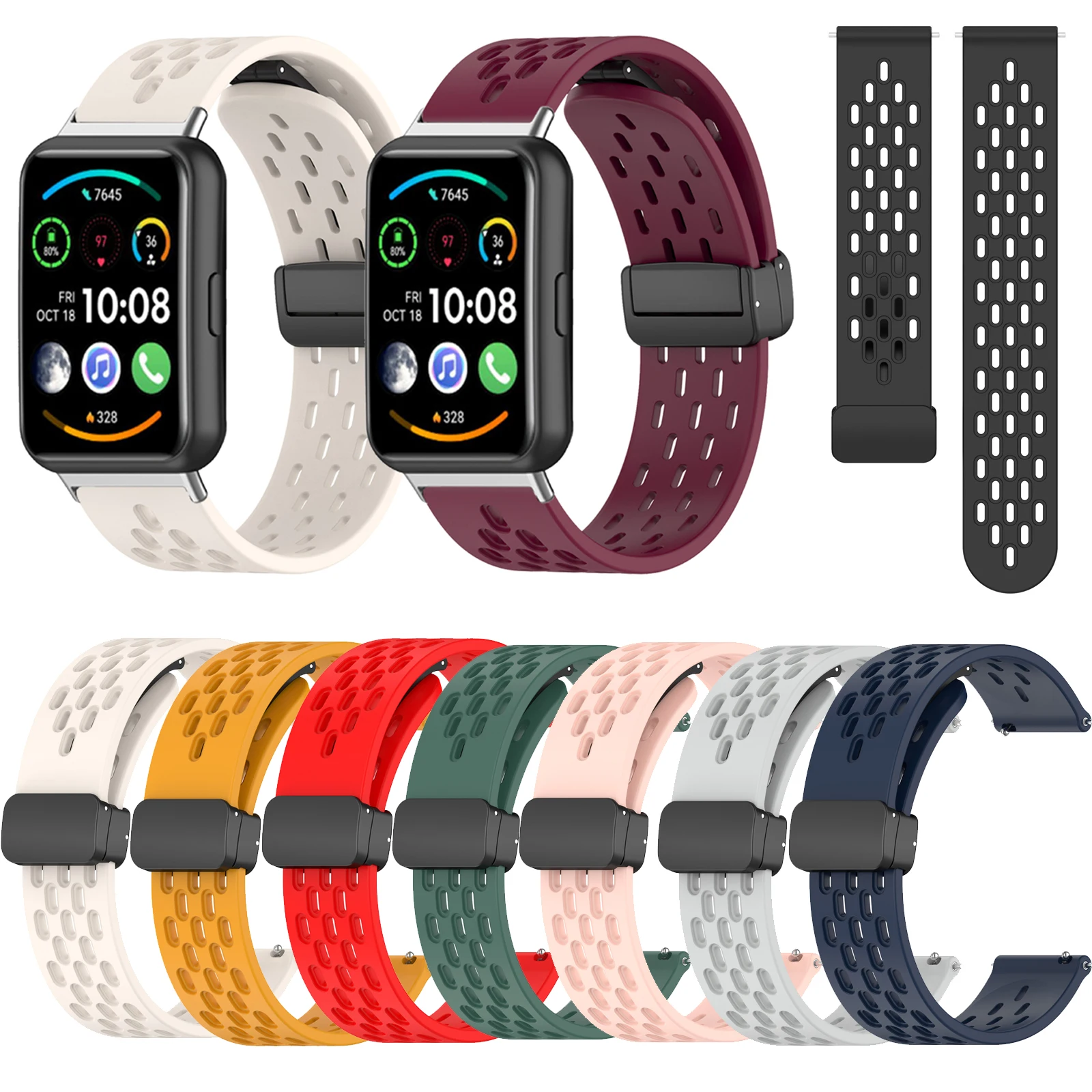 

Silicone Magnetic Buckle Strap For Huawei Watch Fit New SE 2 Fit2 Soft Candy Color Watch Band Sports Bracelet Loop