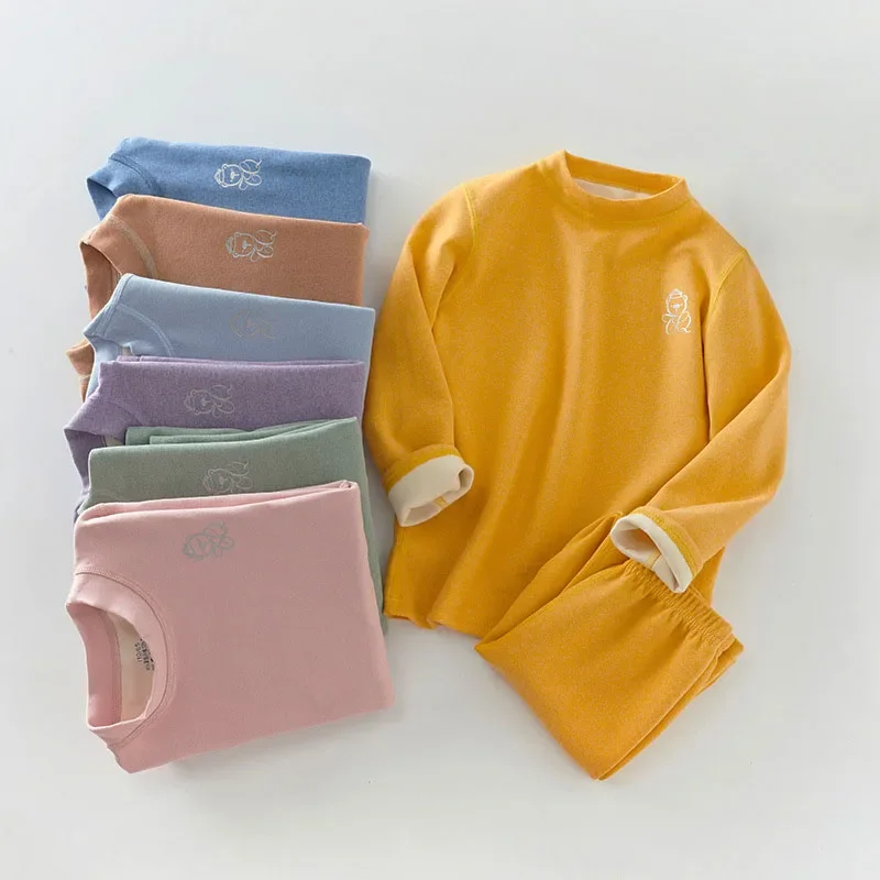 Thermal Underwear Set for Children Winter Boys Girls Long Johns Thick Warm Middle Collar Kids Homwear 14 15 Years Girl Clothes children underwear suits children clothes