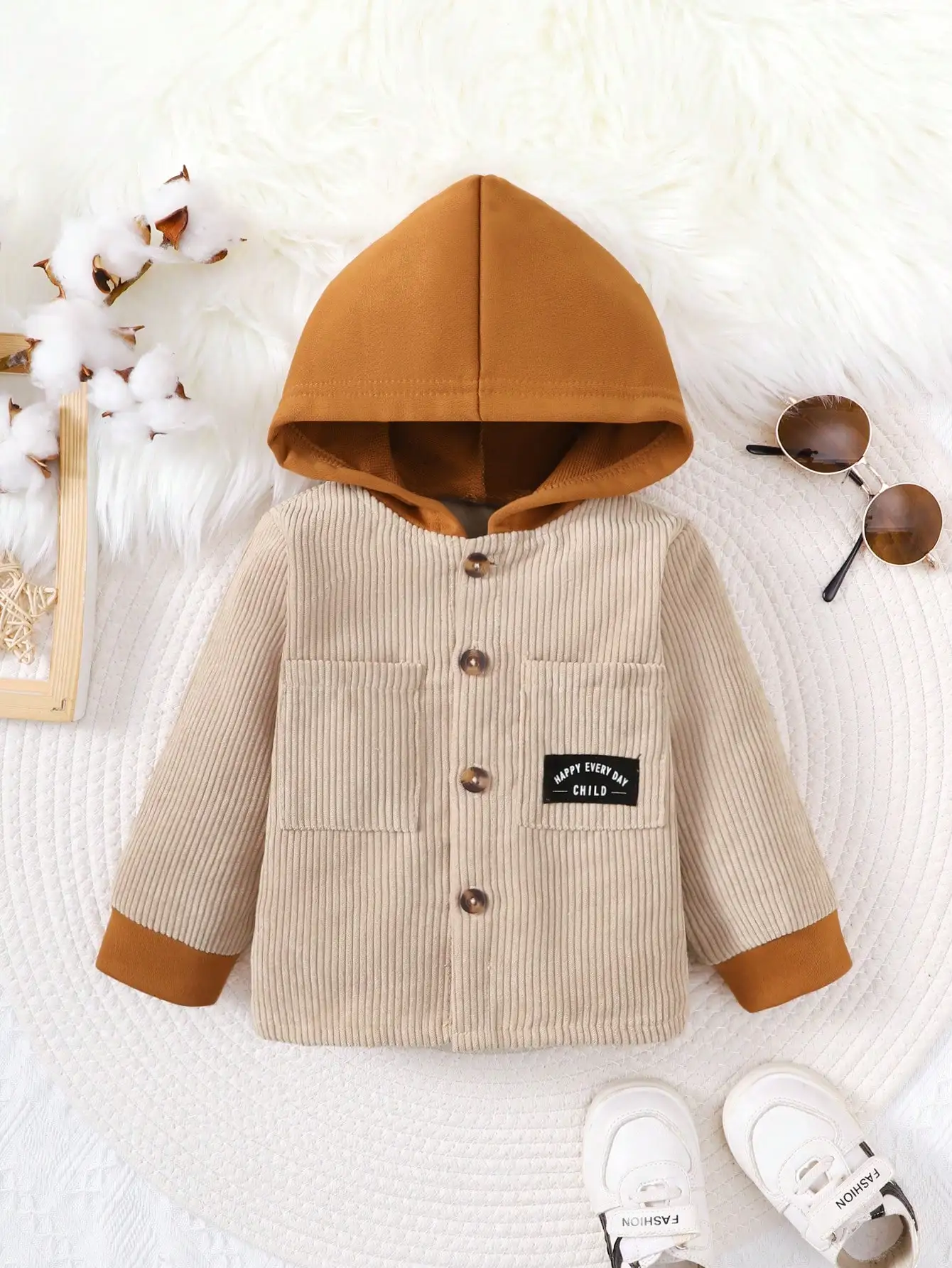 Baby Boys Casual Comfort Striped Net Color Chest Symmetrical Pocket Open Front Button Patchwork Hoodie Spring And Autumn