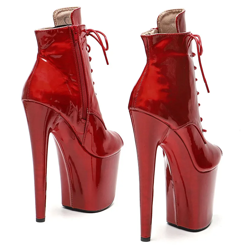 Leecabe 20CM/8inches Shiny PU Upper small open toe  Pole dance shoes High Heels Pole Dance boot