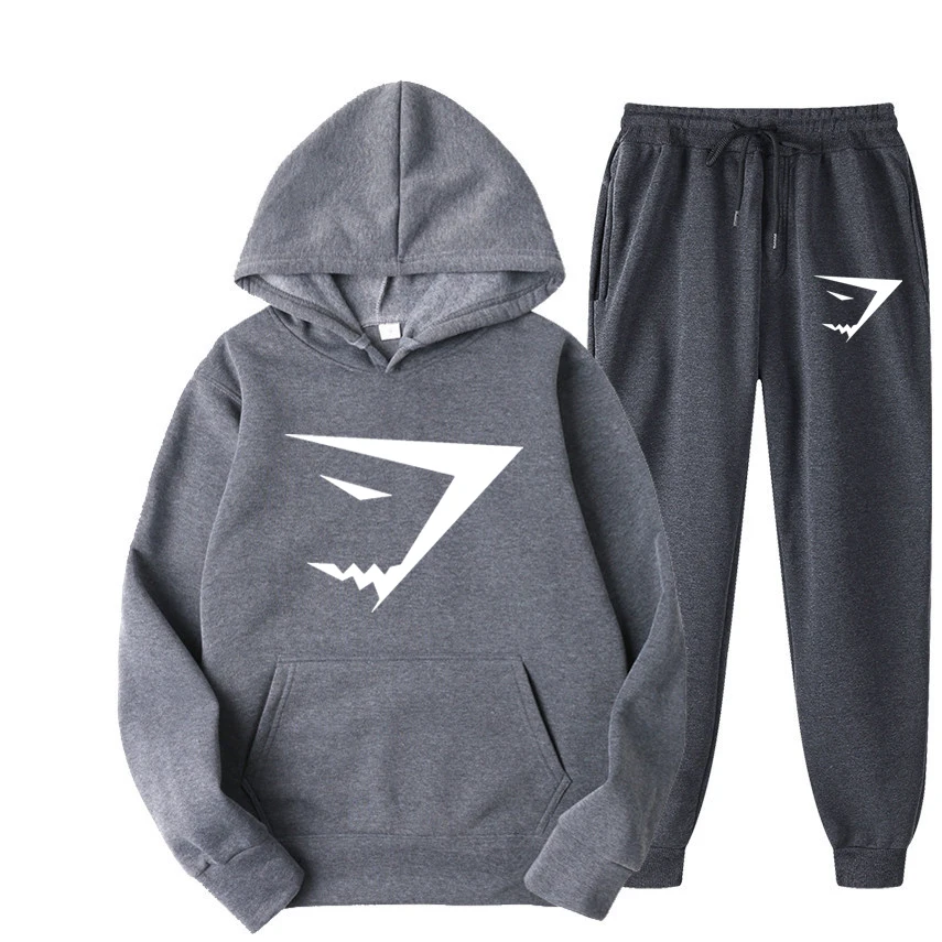 Shark Men Hooded Pant Sets Fashion Casual Hot Sales Hooded set High Quality Print OutfitsClothing Color Tracksuit S-3XL 5