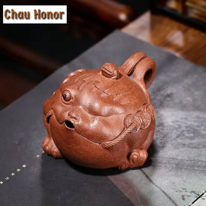 250ml Creative Yixing Raw Ore Purple Clay One-eyed Golden Toad Teapot Handmade Household Chinese Kung Fu Tea Set Customized Gift