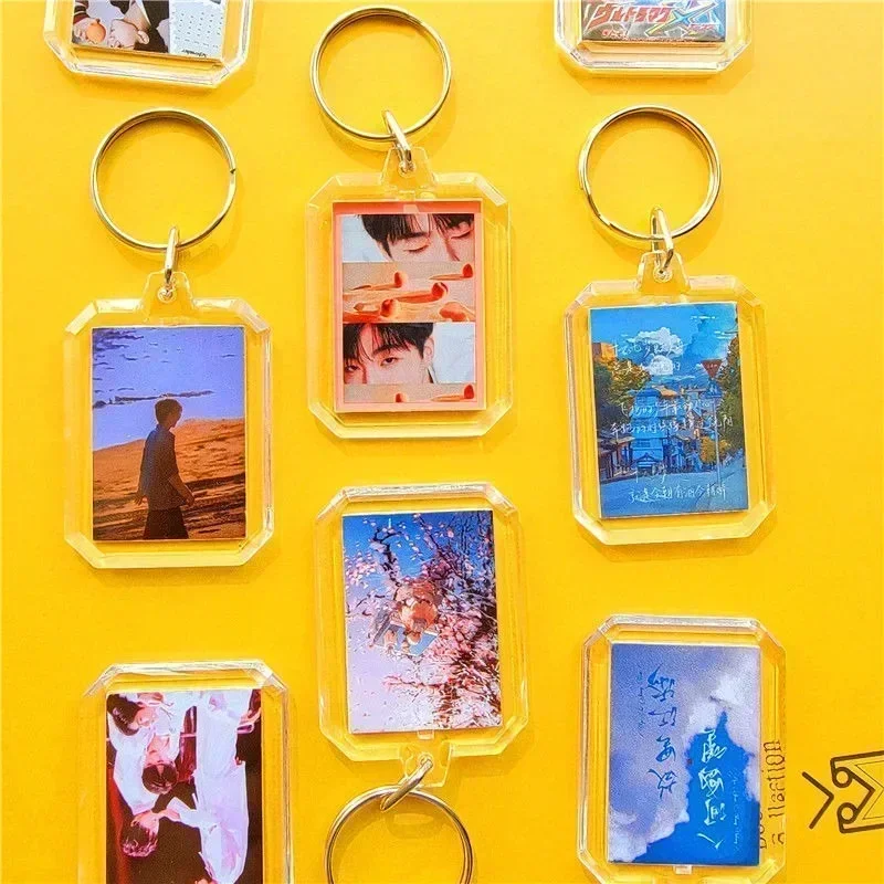 1/5/10pcs Transparent Photo Frame Keychain Acrylic Blank Keyring Clear Picture Pendant Tassels Snap-In Custom Insert Photoes images - 6