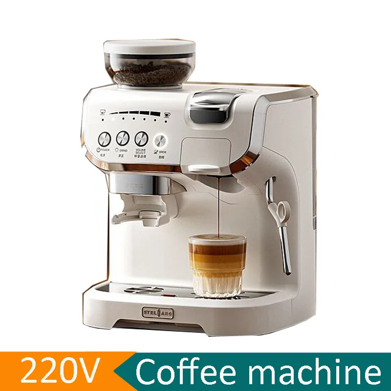 

220V Espresso Machine with Grinder Cappuccino Milk Bubble Makers Italian Coffee Machines Smart Itali American Coffee Machine