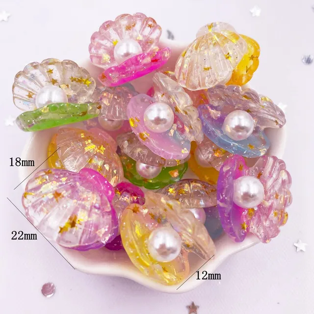 10 db Csillogó Színes Gyanta 3D -S Nyitott Gyöngyhéjú Lapos Cabochon Scrapbook Diy Kiegészítő Otthoni Dekoráció Figurák Kézműves Om136 - Image 2