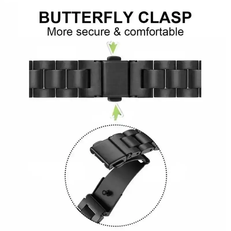 Stainless Steel Watch Strap and Metal Protective Case Set