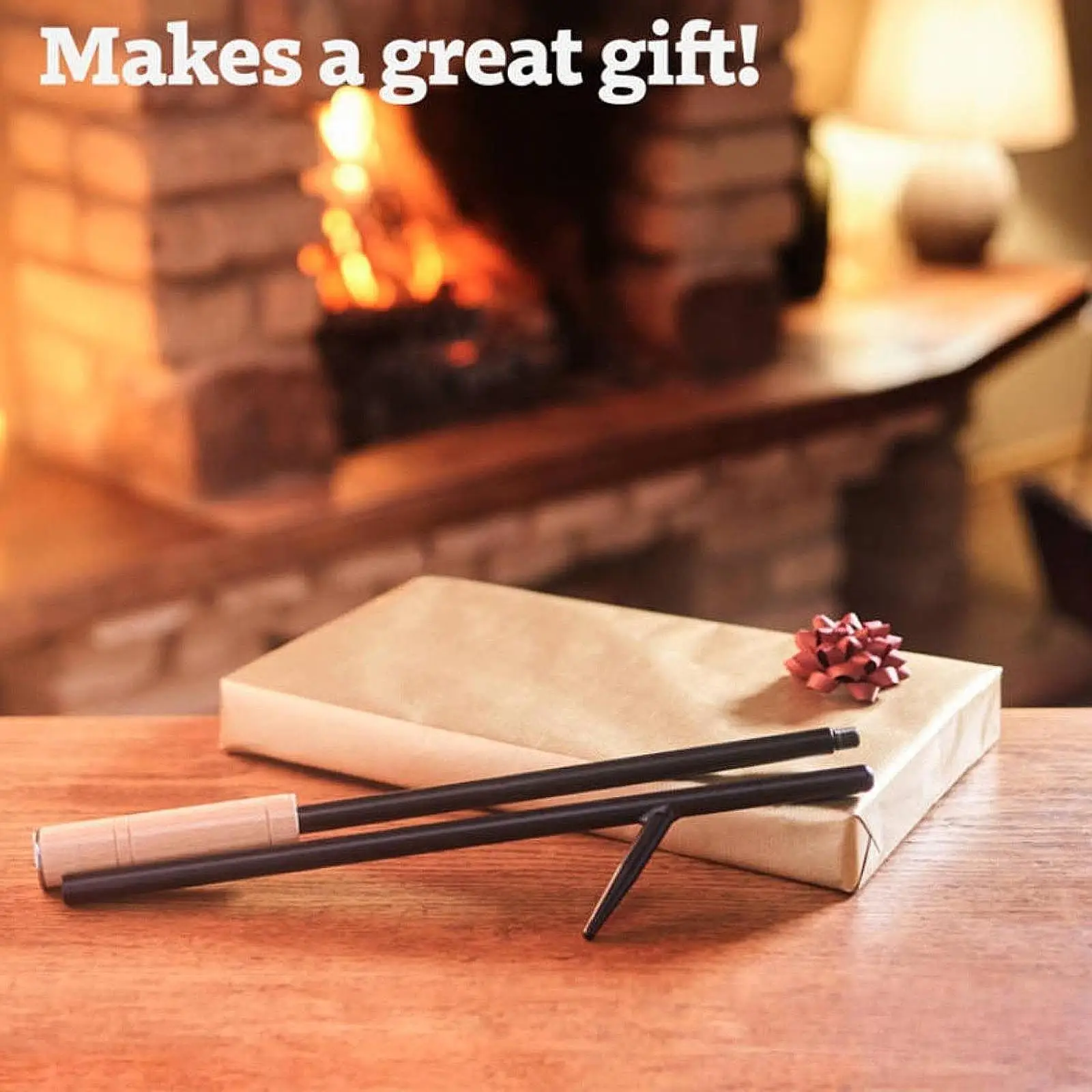 Fireplace Poker Portable Comfortable Grip Steel Multipurpose Fire Pit Poker Removable for Campfire Barbecue Woodstove Camping