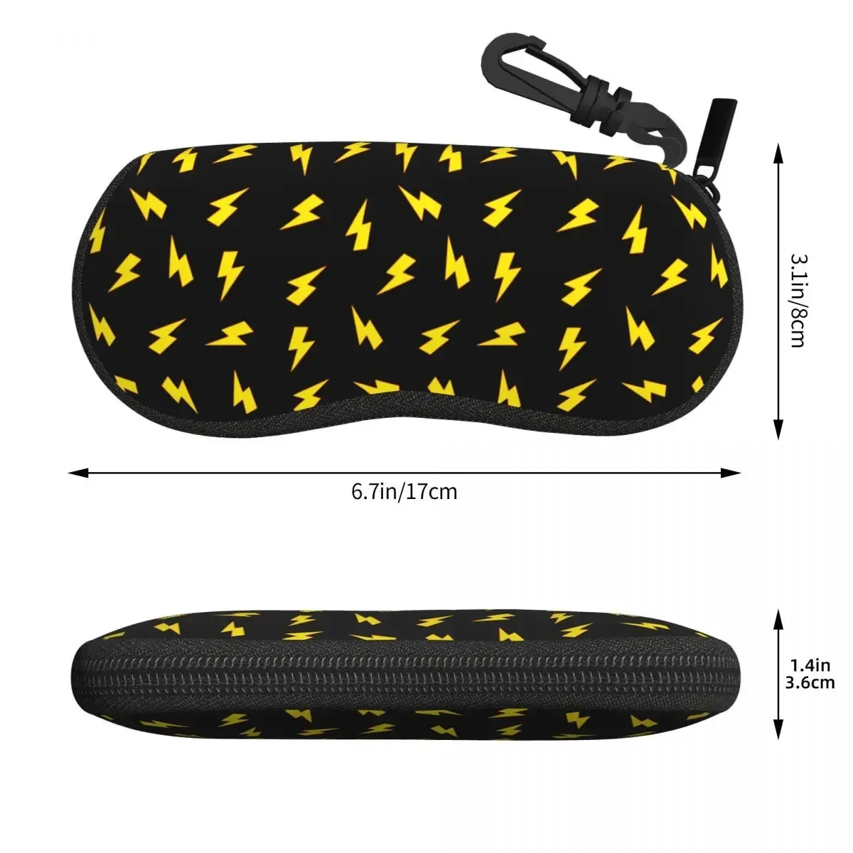Yellow Lightning Bolts On Red Thunder Bolt Shell Glasses Case Protector Sunglasses Box Women Men Soft Eyeglasses Bag Pouch