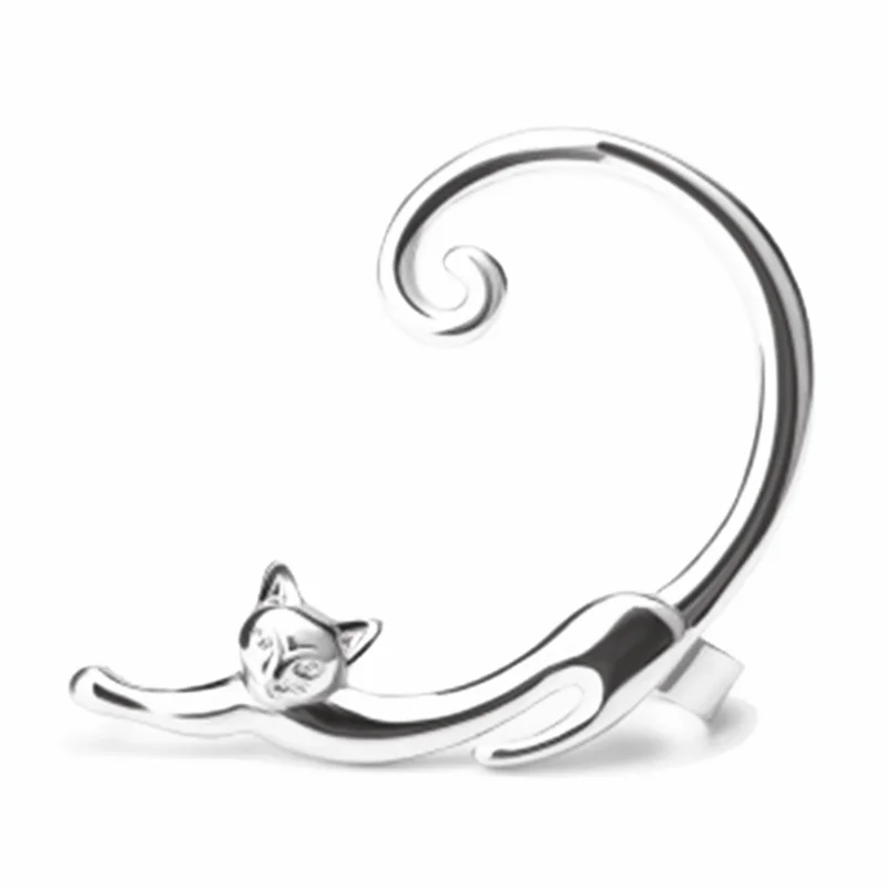New Fashion Rhinestone Ear Cuff Earring luxury Rose Gold Color Exaggerated Gecko Lizards Earrings Elegant Metal Cat Ear Clip ear clip earrings,clip earrings,ear clip,ear accessories