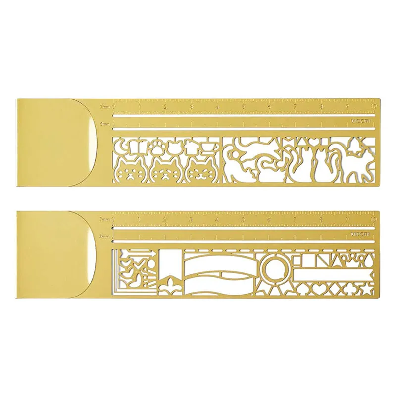 MIDORI 다기능 북마크 클립 레이스 템플릿 디자인의 황동 및 스테인리스 스틸 자, 저널링 및 스크랩북킹용