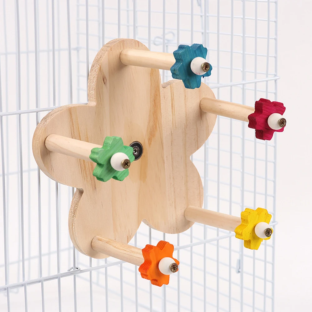 Wooden Parrots Ferris Wheel Toy with Perches Rotating Ferris Wheel Bird Toy with Bearings Hanging Bird Stand Cage Accessories parrot toy bird toy bird cage accessories bird perch stand
