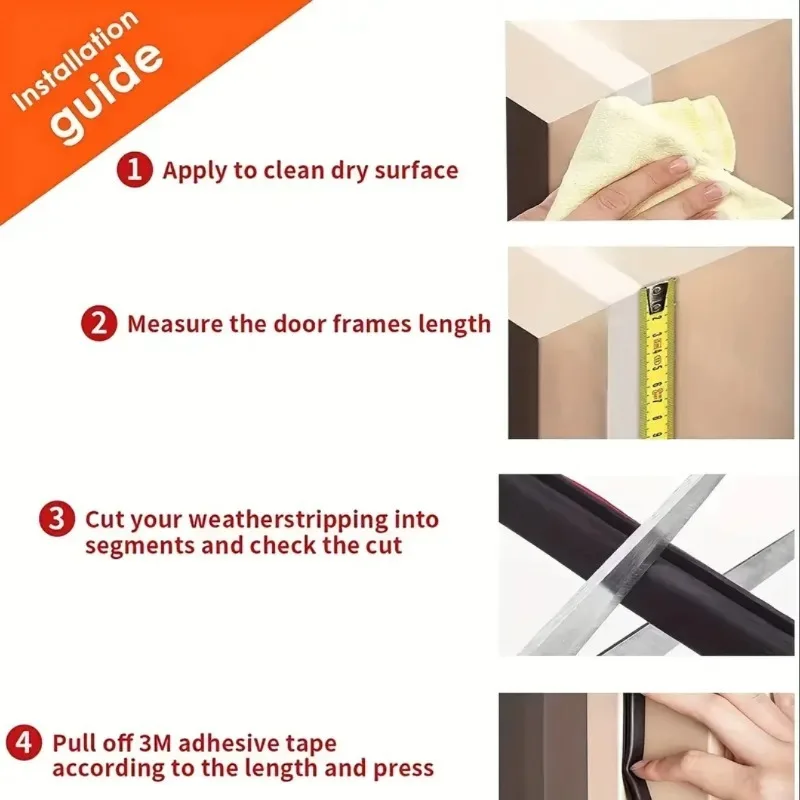 Door Seal Strip Window Seal Strip Rubber Door Weatherstripping Door Weatherstripping Sealing Strip 6M Weather stripping Door Seal Window And Door seal strip Soundproofing self-Adhesive Backing D-shape bedroom Weather Strip