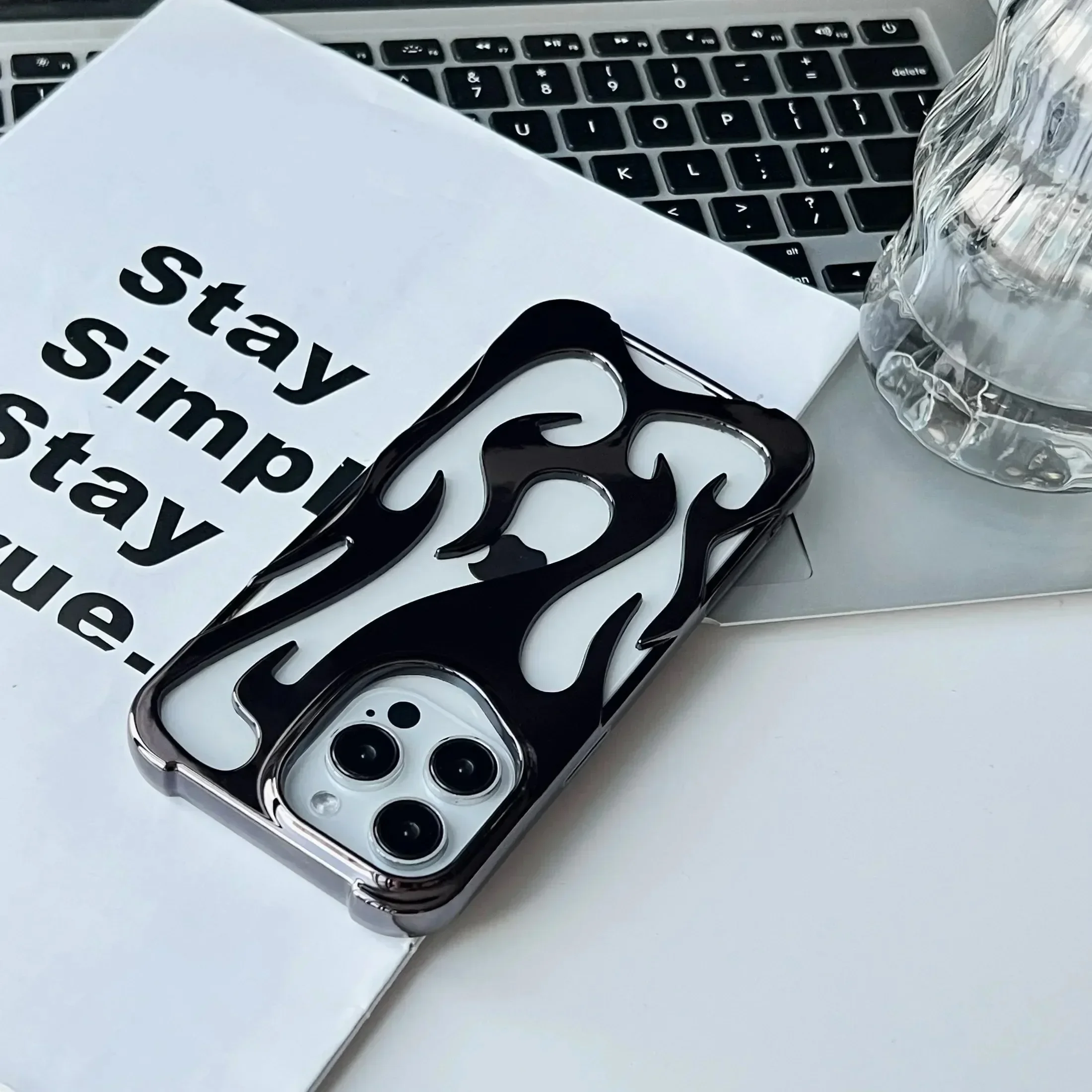 Sleek 3D Flame Pattern Shockproof Phone Case - Fashionable Hollow Slim Design