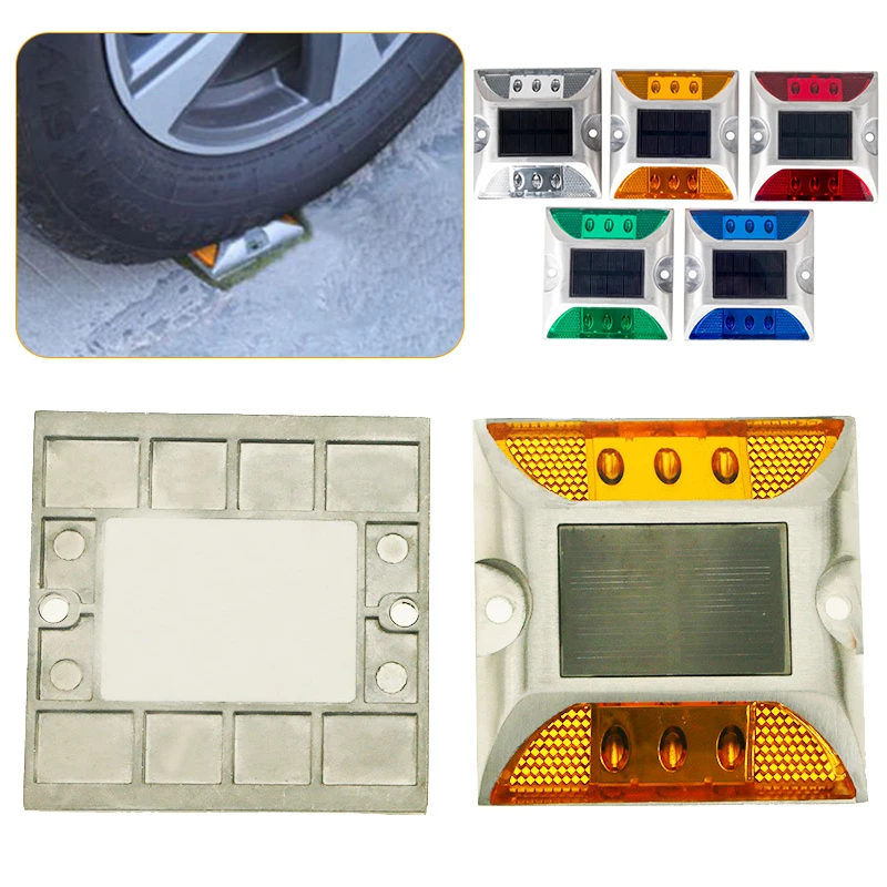 Solar Reflector Road Lights Flashing Blinking Stud Led Parking Light Street Light Aluminum Flashing Spike Anchor Two-sided