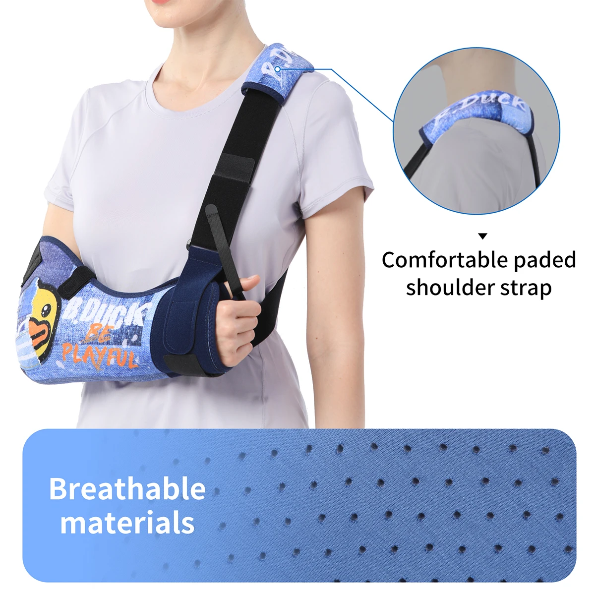 Arm Sling Support VELPEAU Arm Sling Support Sponge For Rotator Cuff Elbow Injury and Hand Fracture Shoulder Sling With Waist Strap Skin Friendly