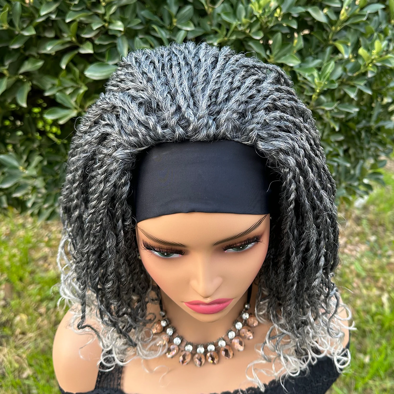 Short Synthetic Braided Headband Wigs For Black Women Box Braided Headband Bob Wig African Braiding Hair Headband Bob Wig
