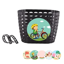 Durable Strap - Fastened Bicycle Handlebar Basket (Black with stickers)