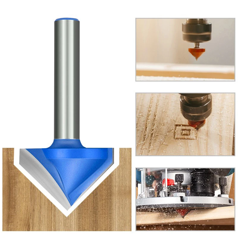 XCAN Wood Router Bit V Shape Engraving End Mill 8mm Shank 90 Degrees 22 ...