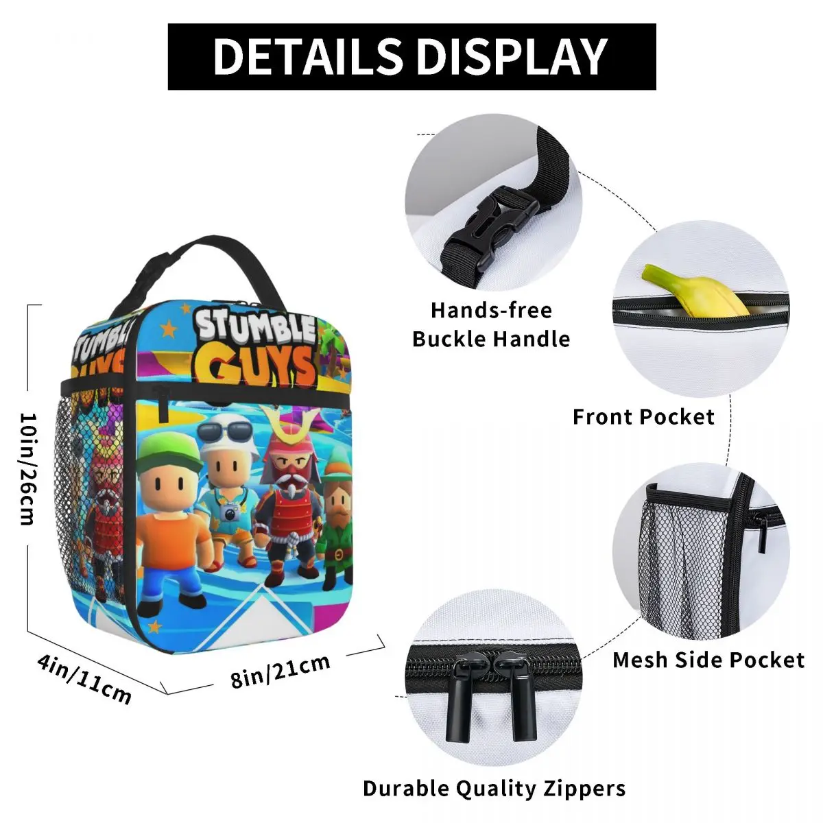 Stumble Guys Insulated Lunch Bags Cooler Bag Lunch Container Cartoon High Capacity Tote Box For Men Women Work Outdoor