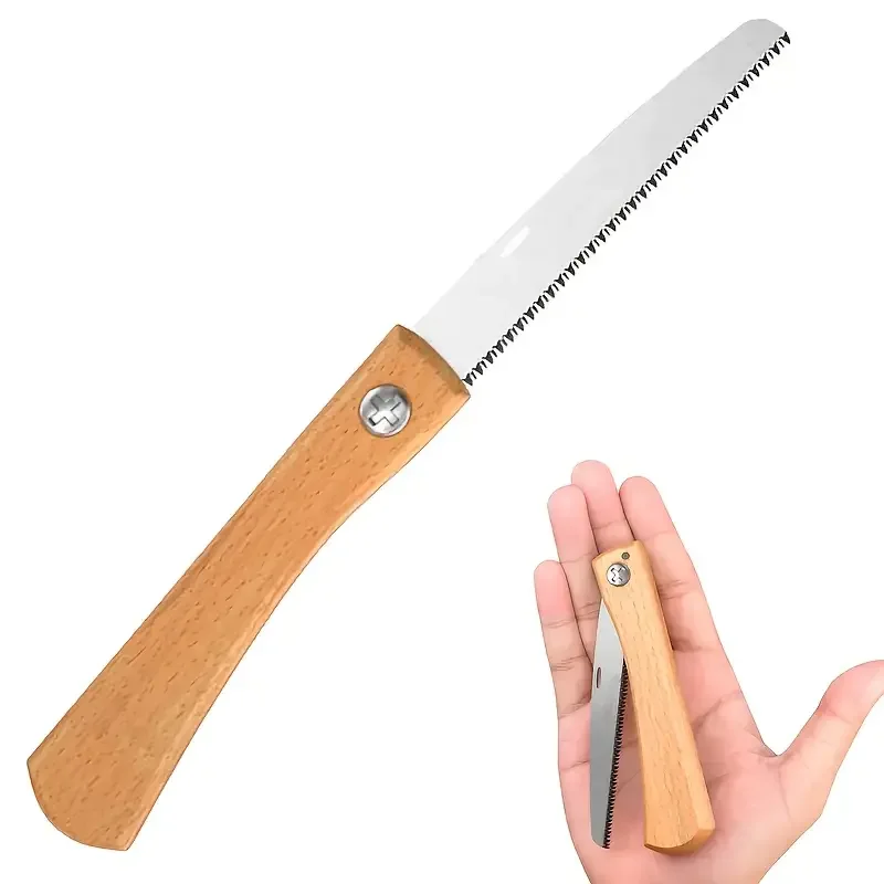 Folding Mini Hand Saw Non-slip Wooden Handle Pull Foldable Saw Flush Cut Trim For Handsaw Woodworking Plastic Cutting Tool