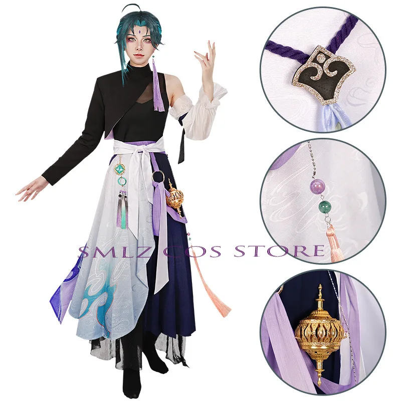 

Demon Xiao Cosplay Game Impact Costume Wig Xiao Dress Uniform Set Halloween Party Outfit FOR Woman Men