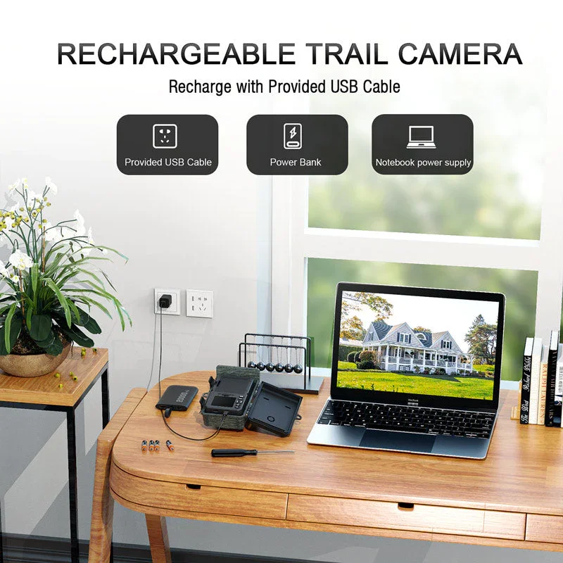 Hunting Trail Camera 4K 46MP Solar Powered WiFi App Waterproof IP66 For Hunting Home Security