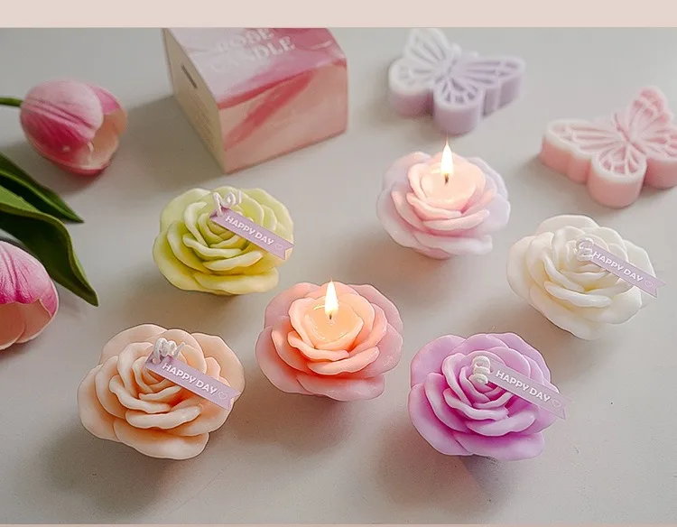 Handgemachte Rosenkerze, Duftkerze, Aromatherapie, Sojawachs, Kerze, Hochzeit, Geburtstag, Kerzen, Party, Heimdekoration, Foto-Requisiten – Detail 10