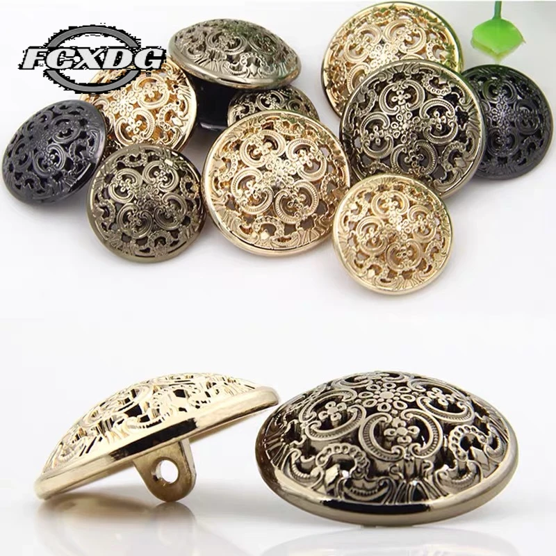 European Retro Hollow Carved Golden Buttons for Clothing Handmade DIY Blouse Buttons Sewing Accessories Vintage Jacket Buttons