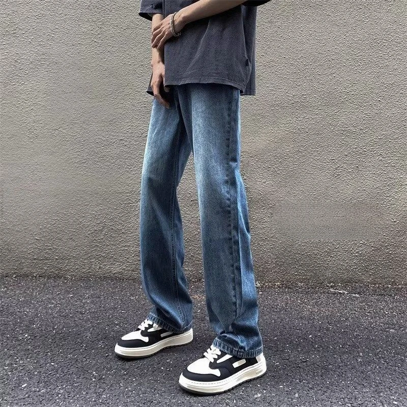 

New 2023 Men's Wide Leg Jeans New Autumn Korean Style Fashion Straight Loose Baggy Denim Pants Student Teen Long Trousers F42