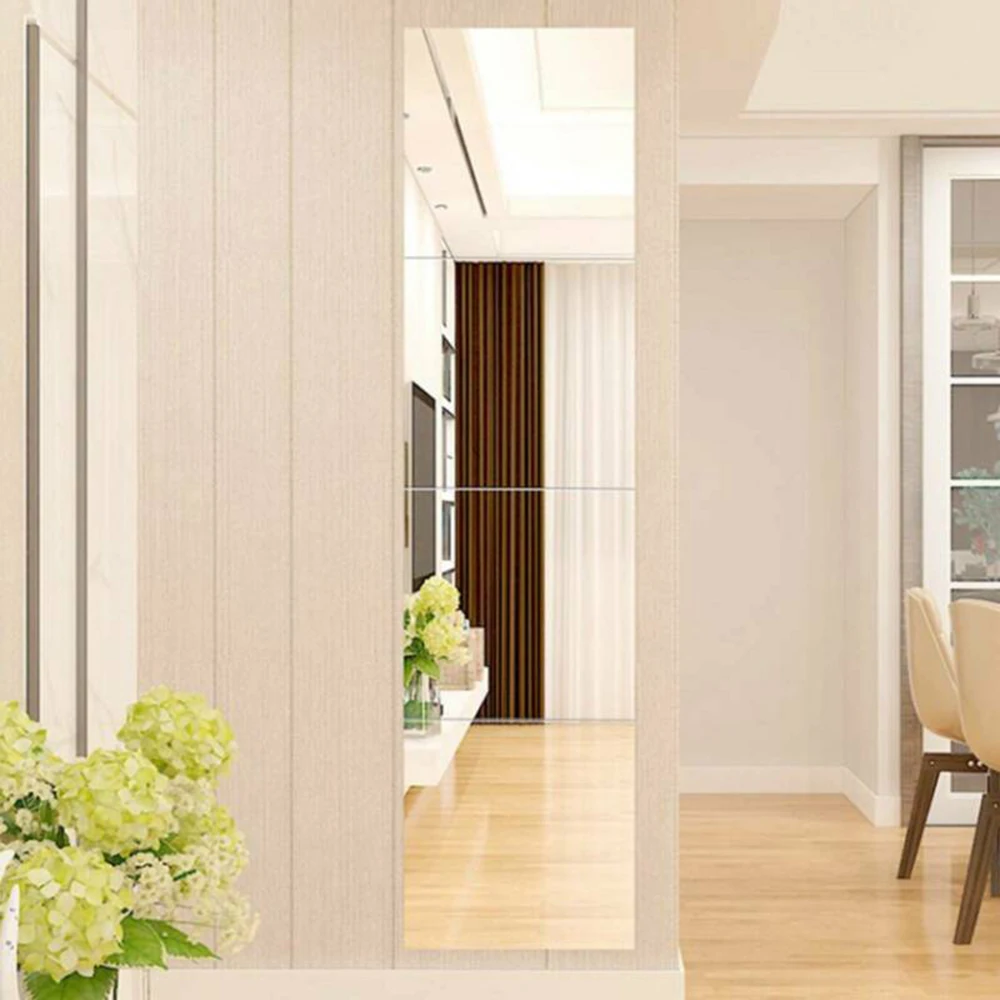 

4x 30*30cm*0.2mm Mirror Tile Wall Sticker Square Room Decor Stick On Art High-quality Materials Stylish And Practical