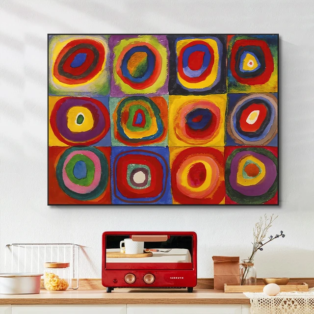 Famoso dipinto murale Wassily Kandinsky opere d'arte cerchi concentrici  colorati stampe su tela Poster Cuadros immagini decorazioni per la casa -  AliExpress