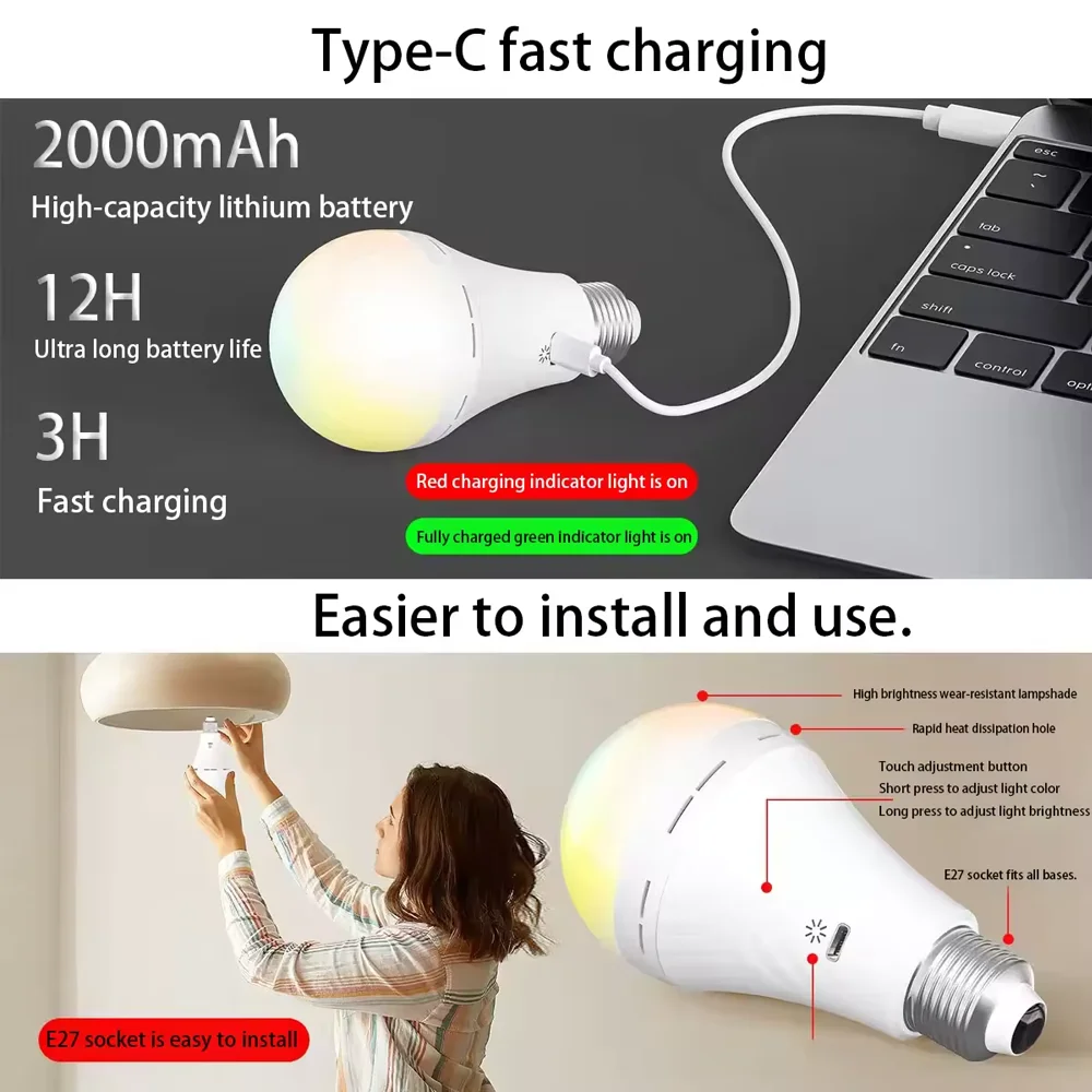 Rechargeable LED Emergency Bulb with Remote Control