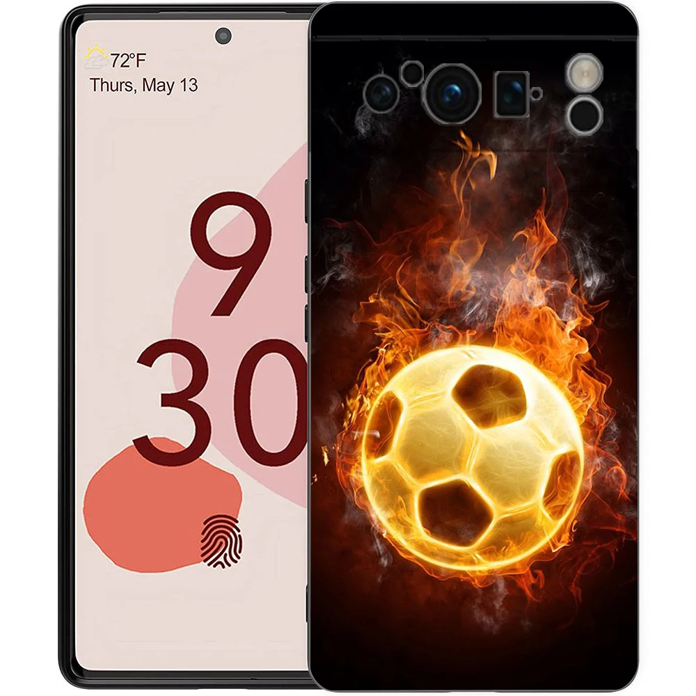 Soccer Ball Passion Shockproof Silicone Phone Case - Black Cover s